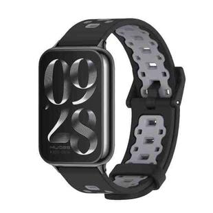For Xiaomi Mi Band 8 Pro Mijobs Square Hole Breathable Silicone Watch Band(Black Grey)