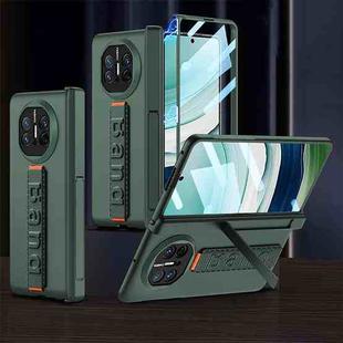 For Huawei Mate X5 GKK Wristband Integrated HD Film Magnetic Hinge Phone Case(Dark Green)