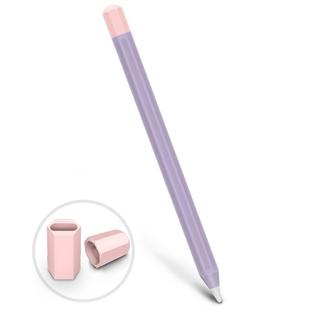 For Apple Pencil 1 Stylus Touch Pen Split Contrast Color Silicone Protective Case(Lavender Purple Pink)