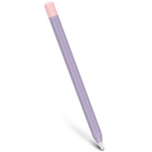 For Apple Pencil 2 Stylus Touch Pen Split Contrast Color Silicone Protective Case(Lavender Purple Pink)