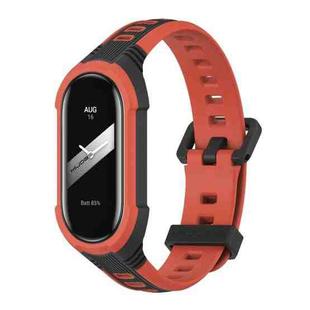 For Xiaomi Mi Band 8 MIJOBS Unibody Two Color Silicone Watch Band(Black Orange)