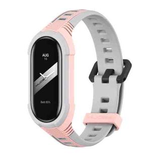 For Xiaomi Mi Band 8 MIJOBS Unibody Two Color Silicone Watch Band(Pink Grey)