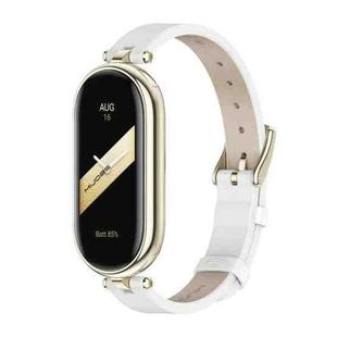 For Xiaomi Mi Band 8 / 9 / 9 NFC Mijobs First Layer Cowhide Watch Band(White Light Gold)