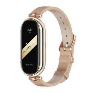 For Xiaomi Mi Band 8 / 9 / 9 NFC Mijobs First Layer Cowhide Watch Band(Apricot Rose Gold)