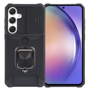 For Samsung Galaxy A55 Camera Shield Card Slot PC+TPU Phone Case(Black)