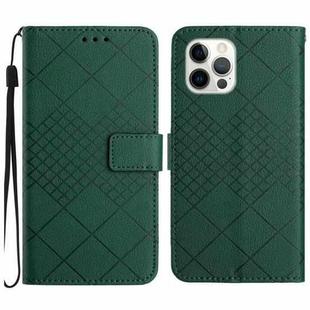 For iPhone 15 Pro Rhombic Grid Texture Leather Phone Case(Green)