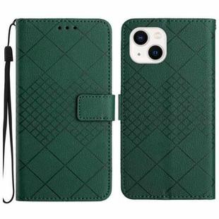 For iPhone 15 Plus Rhombic Grid Texture Leather Phone Case(Green)