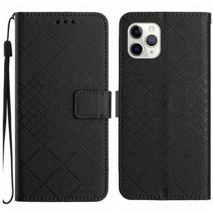 For iPhone 11 Pro Max Rhombic Grid Texture Leather Phone Case(Black)