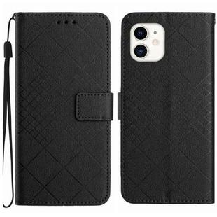 For iPhone 11 Rhombic Grid Texture Leather Phone Case(Black)