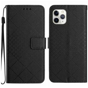 For iPhone 11 Pro Rhombic Grid Texture Leather Phone Case(Black)