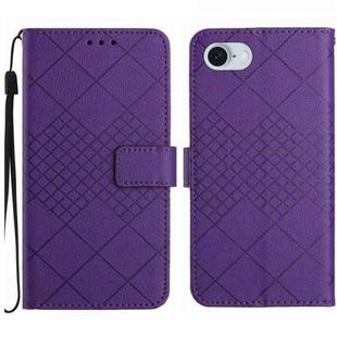For iPhone SE 2024 Rhombic Grid Texture Leather Phone Case(Purple)