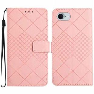 For iPhone SE 2024 Rhombic Grid Texture Leather Phone Case(Pink)