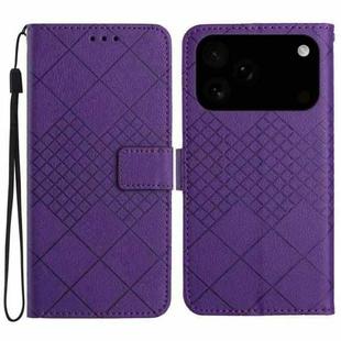 For iPhone 17 Pro Max Rhombic Grid Texture Leather Phone Case(Purple)