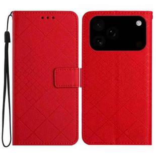 For iPhone 17 Pro Max Rhombic Grid Texture Leather Phone Case(Red)