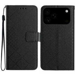 For iPhone 17 Pro Max Rhombic Grid Texture Leather Phone Case(Black)