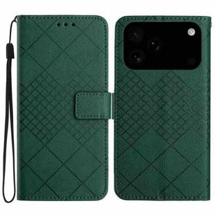 For iPhone 17 Pro Rhombic Grid Texture Leather Phone Case(Green)