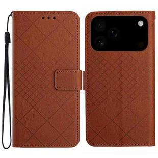 For iPhone 17 Pro Rhombic Grid Texture Leather Phone Case(Brown)