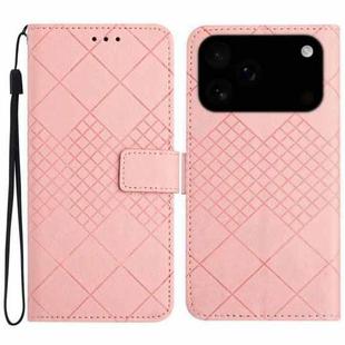 For iPhone 17 Pro Rhombic Grid Texture Leather Phone Case(Pink)