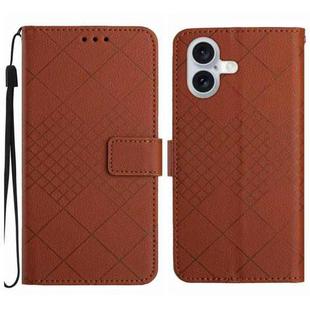For iPhone 17 Rhombic Grid Texture Leather Phone Case(Brown)