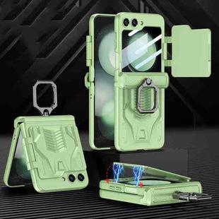 For Samsung Galaxy Z Flip5 GKK Integrated Sliding Camshield Magnetic Armor Flip Phone Case with Ring Holder(Forest Green)