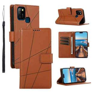 For Infinix Hot 10 Lite PU Genuine Leather Texture Embossed Line Phone Case(Brown)