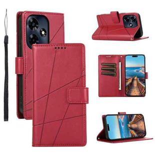 For Infinix Hot 30 PU Genuine Leather Texture Embossed Line Phone Case(Red)