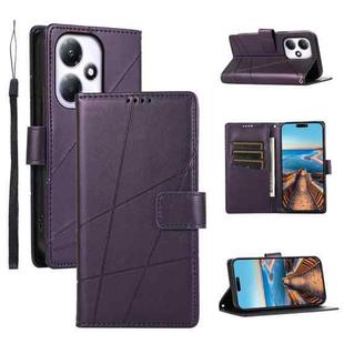 For Infinix Hot 30 Play PU Genuine Leather Texture Embossed Line Phone Case(Purple)