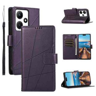 For Infinix Hot 30i PU Genuine Leather Texture Embossed Line Phone Case(Purple)