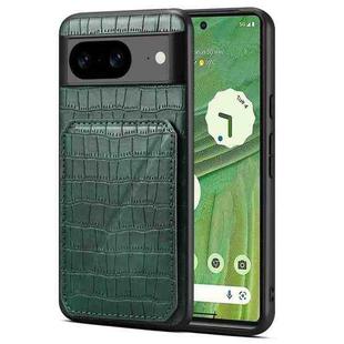 For Google Pixel 7 Denior Crocodile Texture Holder Electroplating Phone Case(Green)