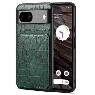 For Google Pixel 7a Denior Crocodile Texture Holder Electroplating Phone Case(Green)