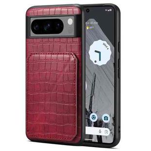 For Google Pixel 8 Pro Denior Crocodile Texture Holder Electroplating Phone Case(Red)