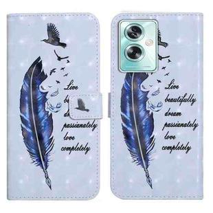 For OPPO A79 5G Oil Embossed 3D Drawing Leather Phone Case(Blue Feather)