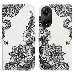 For OPPO A98 5G Oil Embossed 3D Drawing Leather Phone Case(Lace Flower)