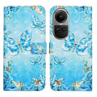 For OPPO Reno10 5G / Reno10 Pro 5G Global Oil Embossed 3D Drawing Leather Phone Case(Blue Butterflies)