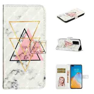 For Huawei P40 Oil Embossed 3D Drawing Leather Phone Case(Triangular Marble)