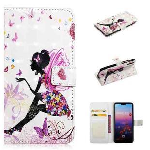 For Huawei P20 Oil Embossed 3D Drawing Leather Phone Case(Flower Fairy)