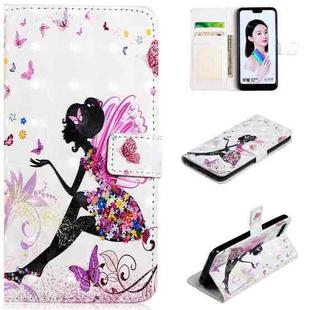 For Honor 10 Oil Embossed 3D Drawing Leather Phone Case(Flower Fairy)