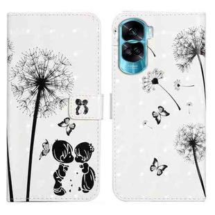 For Honor 90 Lite Oil Embossed 3D Drawing Leather Phone Case(Couple Dandelion)