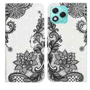 For Honor 400 Lite Global Oil Embossed 3D Drawing Leather Phone Case(Lace Flower)