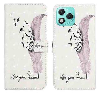 For Honor 400 Lite Global Oil Embossed 3D Drawing Leather Phone Case(Feather)