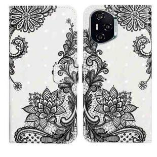 For Honor 400 Global 156.5mm Oil Embossed 3D Drawing Leather Phone Case(Lace Flower)