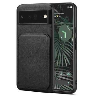 For Google Pixel 6 Pro Denior Calf Texture Holder Electroplating Phone Case(Black)