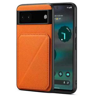 For Google Pixel 6a Denior Calf Texture Holder Electroplating Phone Case(Orange)