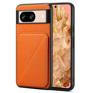 For Google Pixel 8 Denior Calf Texture Holder Electroplating Phone Case(Orange)