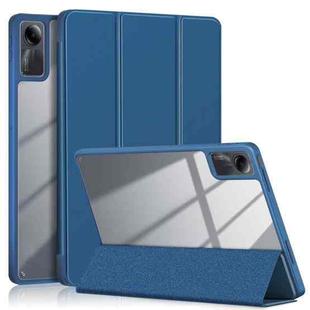 For Xiaomi Redmi Pad SE Acrylic 3-Fold Solid Color Smart Leather Tablet Case(Dark Blue)