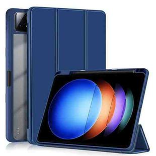 For Xiaomi Pad 6S Pro 12.4 Acrylic 3-Fold Solid Color Smart Leather Tablet Case(Dark Blue)