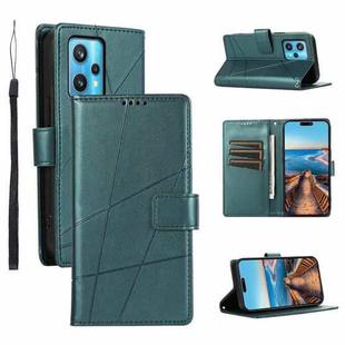 For Realme 9 Pro PU Genuine Leather Texture Embossed Line Phone Case(Green)