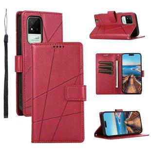 For Realme Narzo 50i PU Genuine Leather Texture Embossed Line Phone Case(Red)