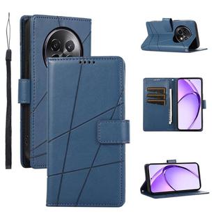 For Realme 13+ PU Genuine Leather Texture Embossed Line Phone Case(Blue)