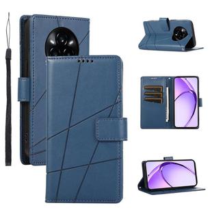 For Realme 14 Pro PU Genuine Leather Texture Embossed Line Phone Case(Blue)
